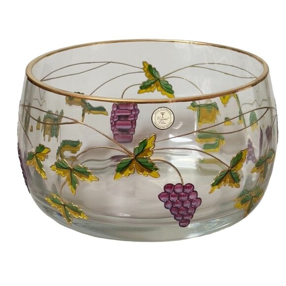 Crystal Clear Handcrafted Crystal Bowl Vintage Large 9 in - Picture 1 of 13